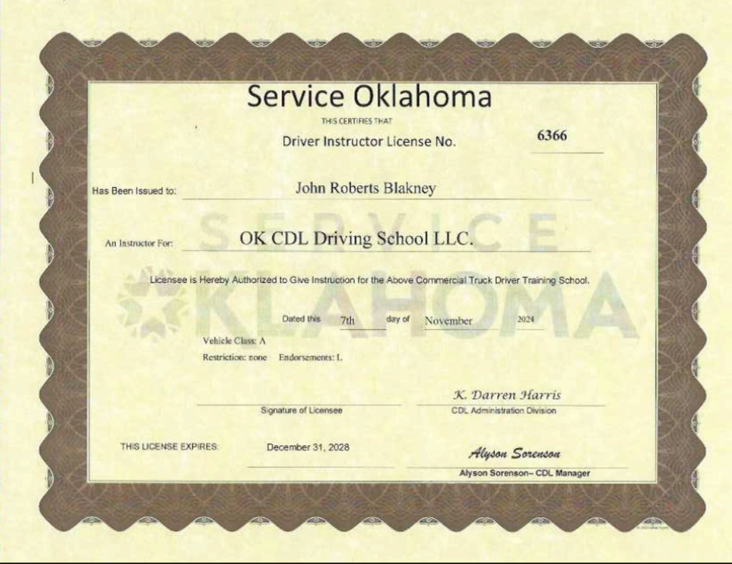 john blakney driving instrutor license